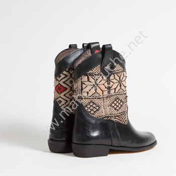 Bottines Kilim cuir mababouche authentiques et éthiques (Réf. MN6-38)