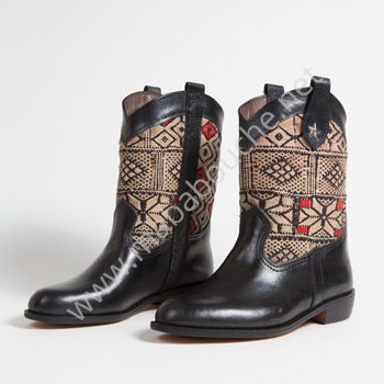 Bottines Kilim cuir mababouche authentiques et éthiques (Réf. MN7-39)