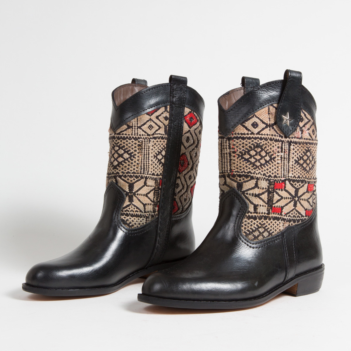 Bottines Kilim cuir mababouche artisanales (Réf. MN7-39)