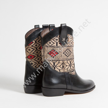 Bottines Kilim cuir mababouche authentiques et éthiques (Réf. MN7-39)