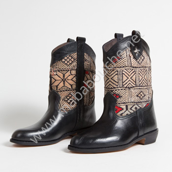 Bottines Kilim cuir mababouche authentiques et éthiques (Réf. MN8-39)