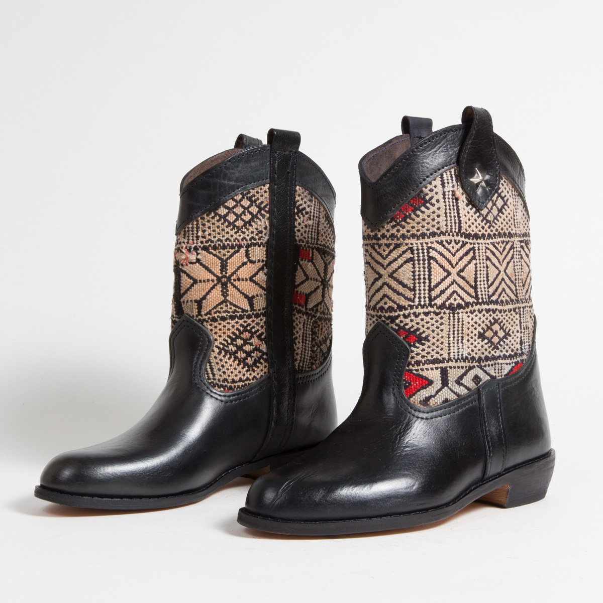 Bottines Kilim cuir mababouche artisanales (Réf. MN8-39)