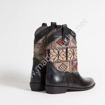 Bottines Kilim cuir mababouche authentiques et éthiques (Réf. MN8-39)