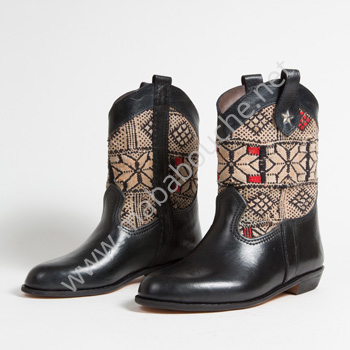 Bottines Kilim cuir mababouche authentiques et éthiques (Réf. MN9-39)