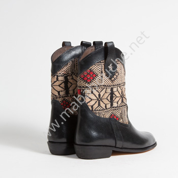 Bottines Kilim cuir mababouche authentiques et éthiques (Réf. MN9-39)