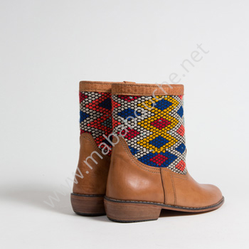 Bottines Kilim cuir mababouche authentiques et éthiques (Réf. MOI-38)