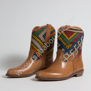 Bottines Kilim cuir mababouche authentiques et éthiques (Réf. P10-41)