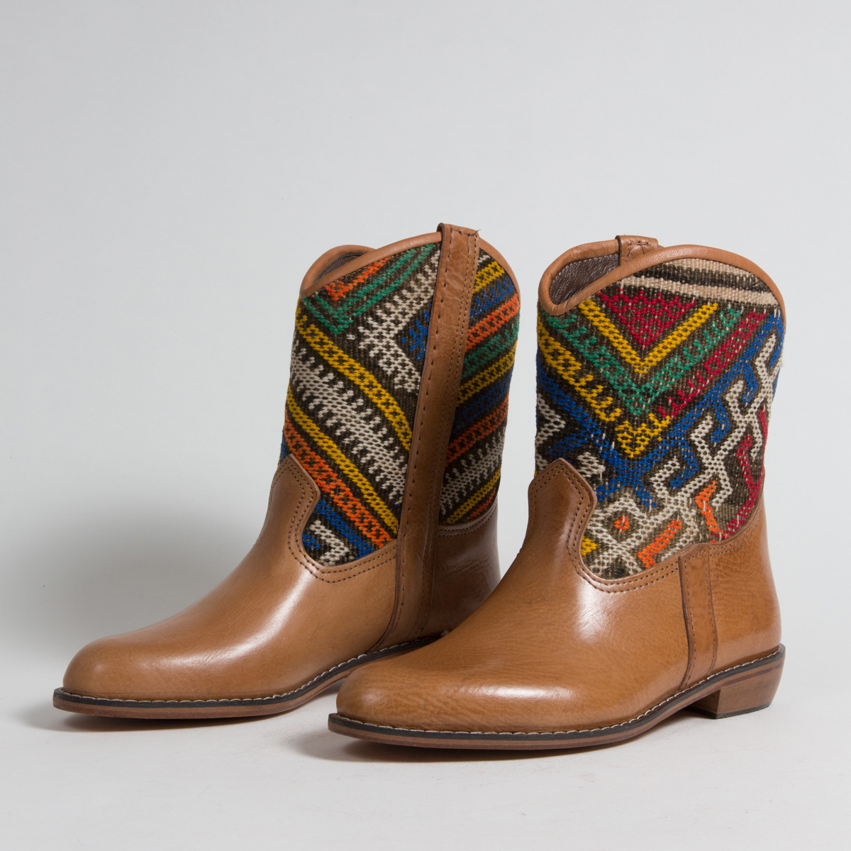 Bottines Kilim cuir mababouche artisanales (Réf. P10-41)