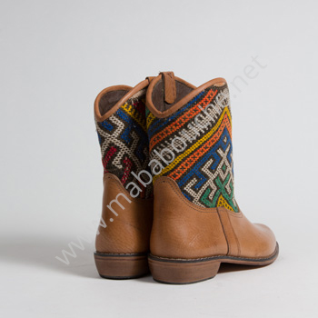 Bottines Kilim cuir mababouche authentiques et éthiques (Réf. P10-41)