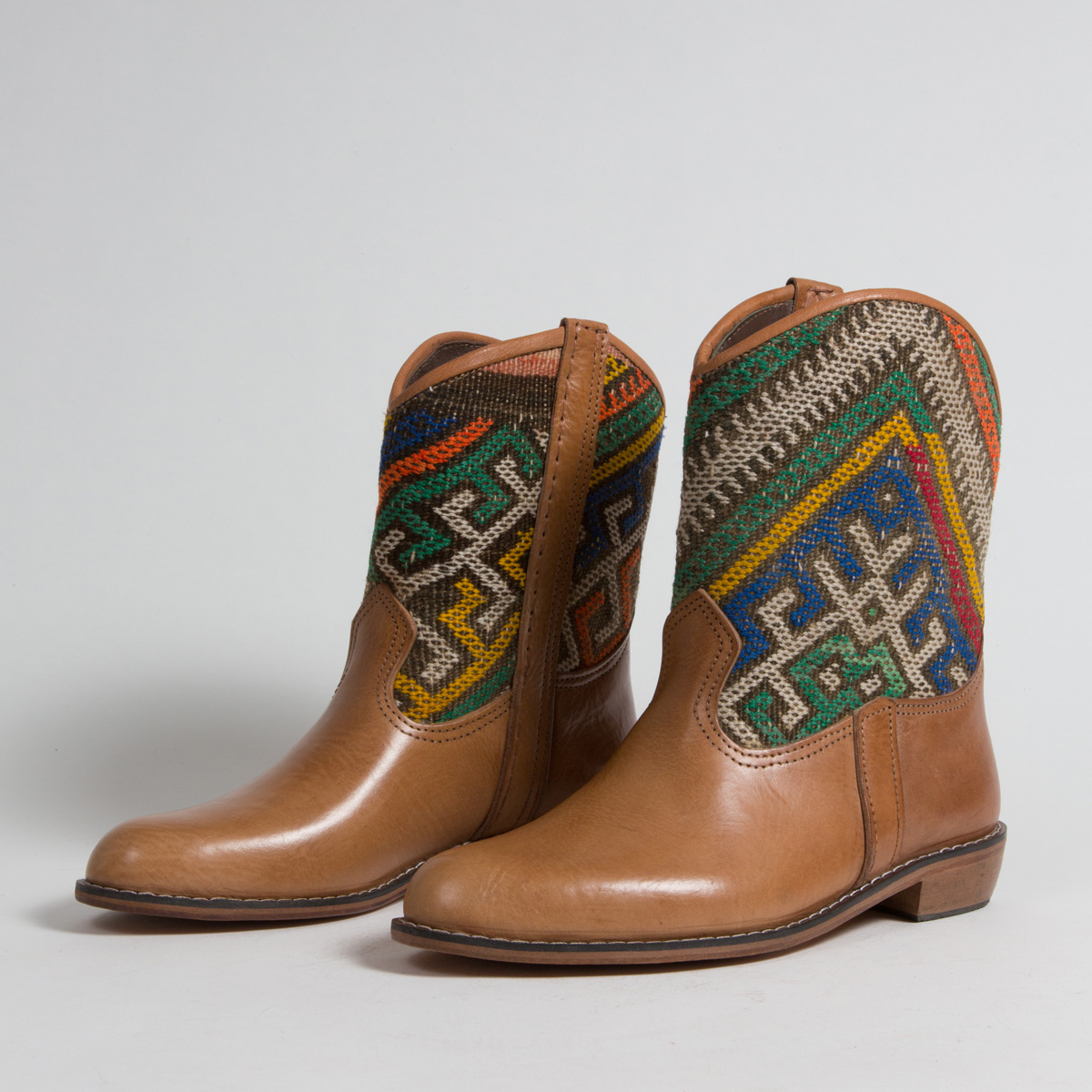 Bottines Kilim cuir mababouche artisanales (Réf. P11-41)