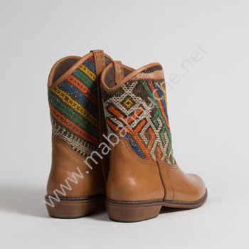 Bottines Kilim cuir mababouche authentiques et éthiques (Réf. P11-41)