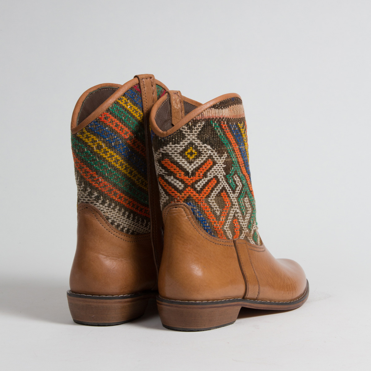 Bottines Kilim cuir mababouche artisanales (Réf. P11-41)