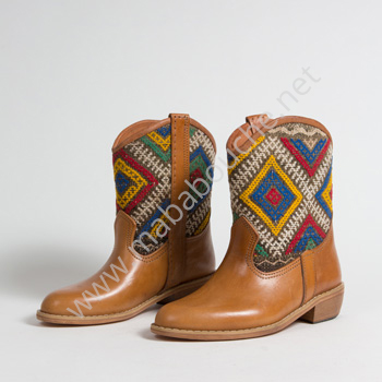 Bottines Kilim cuir mababouche authentiques et éthiques (Réf. P1TC-38)