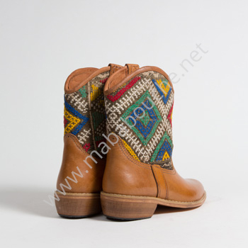 Bottines Kilim cuir mababouche authentiques et éthiques (Réf. P1TC-38)