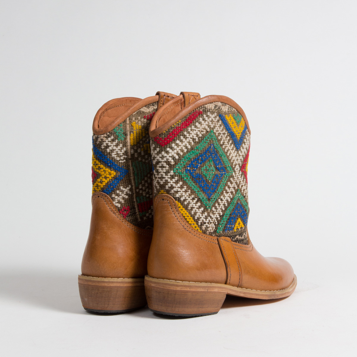 Bottines Kilim cuir mababouche artisanales (Réf. P1TC-38)