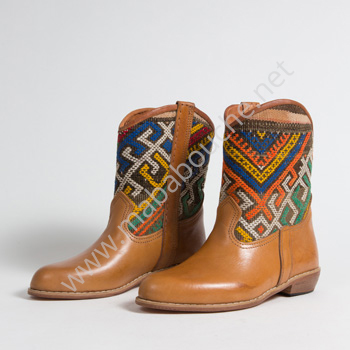 Bottines Kilim cuir mababouche authentiques et éthiques (Réf. P2TC-40)