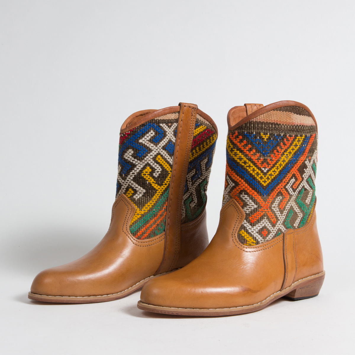 Bottines Kilim cuir mababouche artisanales (Réf. P2TC-40)