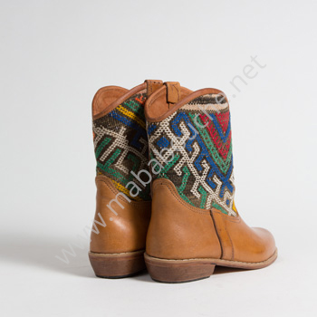 Bottines Kilim cuir mababouche authentiques et éthiques (Réf. P2TC-40)