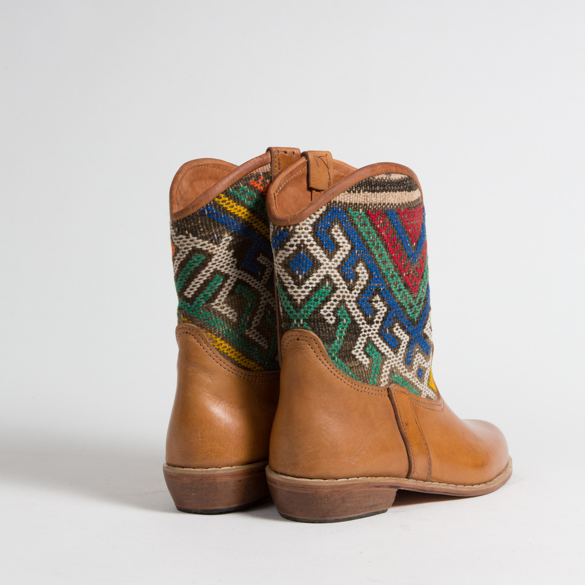 Bottines Kilim cuir mababouche artisanales (Réf. P2TC-40)