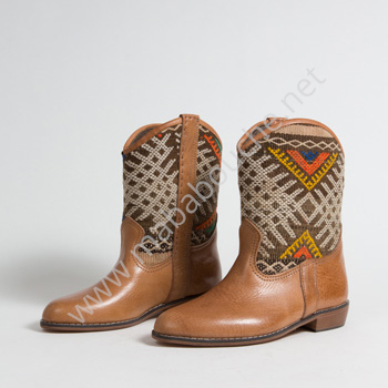 Bottines Kilim cuir mababouche authentiques et éthiques (Réf. P3-37)