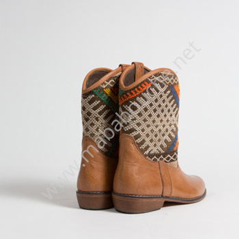 Bottines Kilim cuir mababouche authentiques et éthiques (Réf. P3-37)