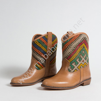 Bottines Kilim cuir mababouche authentiques et éthiques (Réf. P4-38)