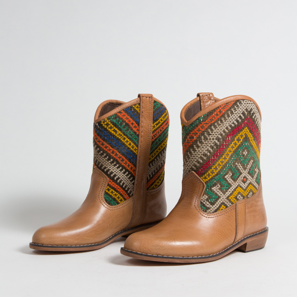 Bottines Kilim cuir mababouche artisanales (Réf. P4-38)