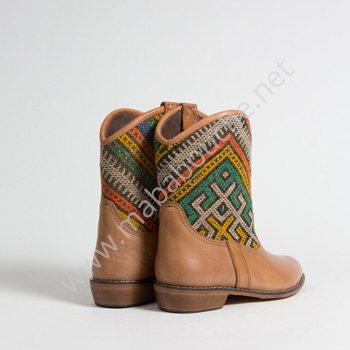 Bottines Kilim cuir mababouche authentiques et éthiques (Réf. P4-38)