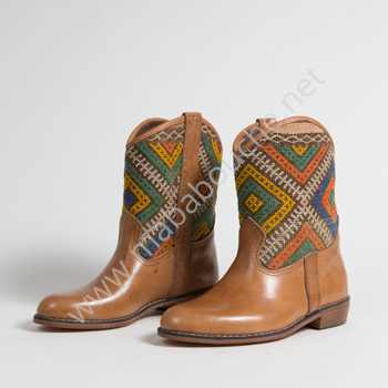 Bottines Kilim cuir mababouche authentiques et éthiques (Réf. P5-38)