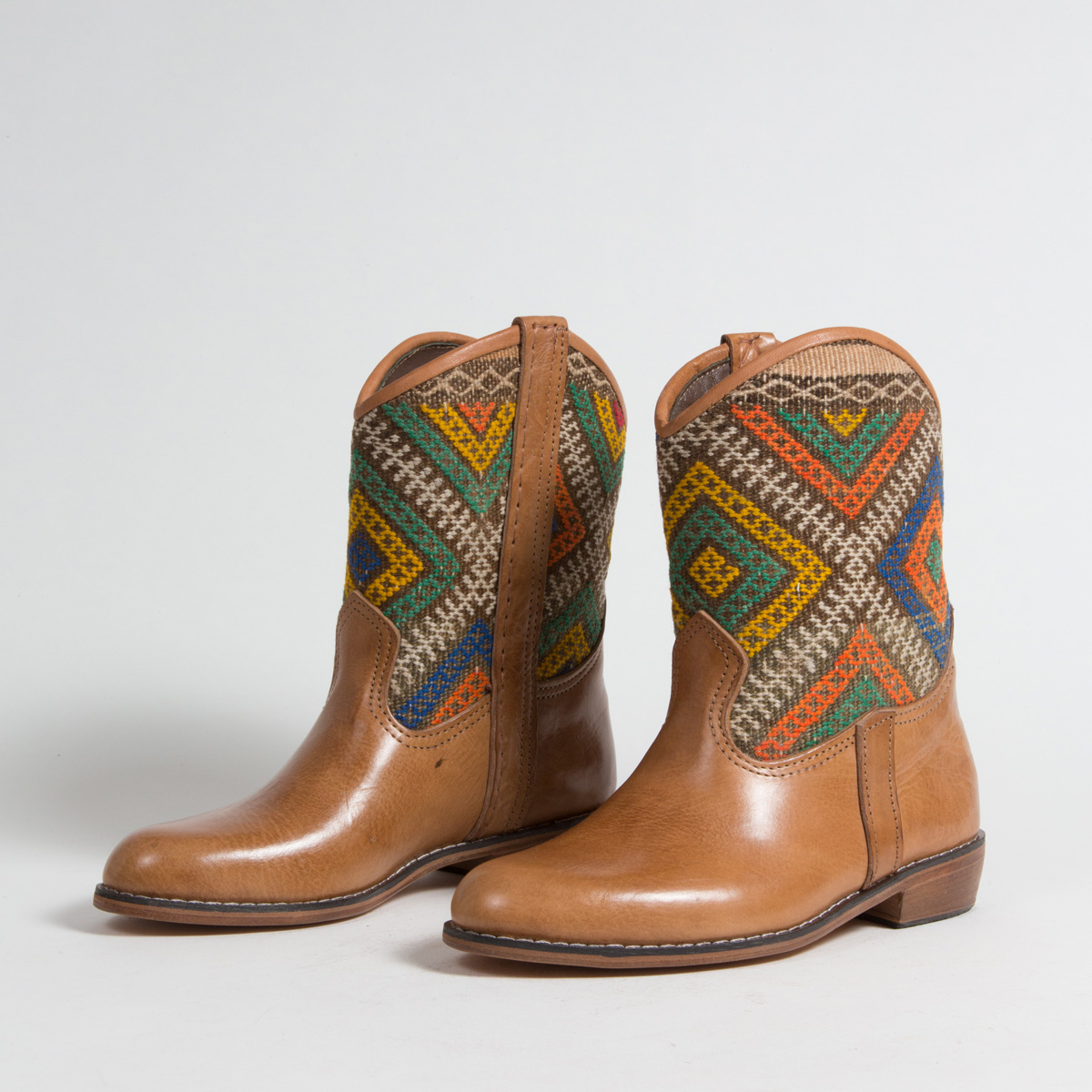 Bottines Kilim cuir mababouche artisanales (Réf. P5-38)