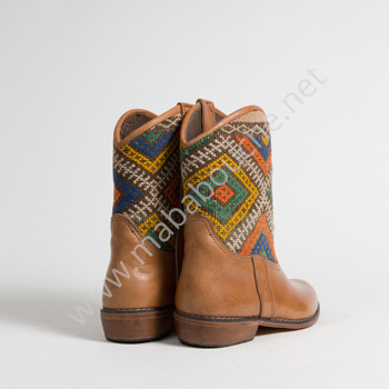 Bottines Kilim cuir mababouche authentiques et éthiques (Réf. P5-38)