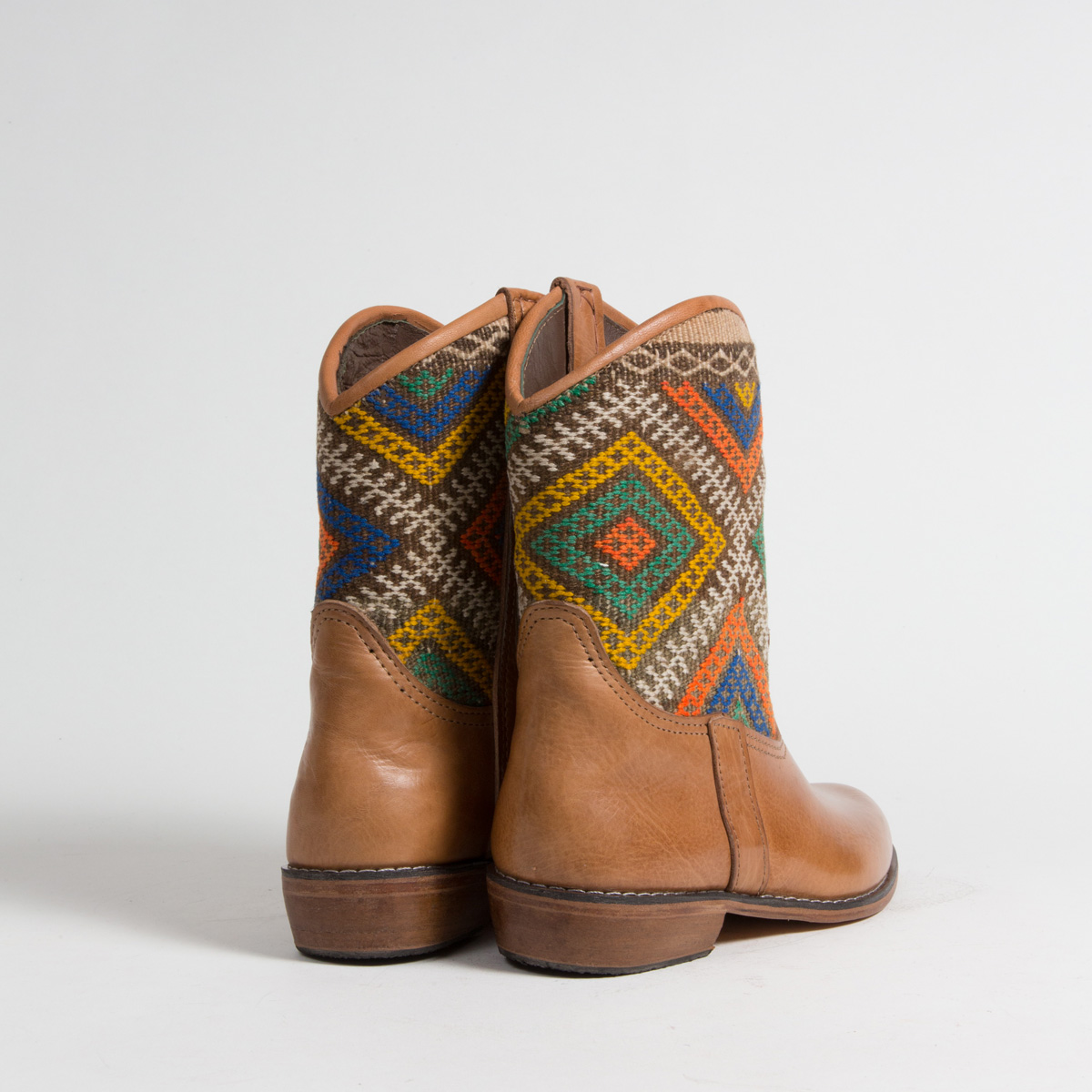 Bottines Kilim cuir mababouche artisanales (Réf. P5-38)