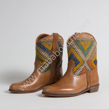 Bottines Kilim cuir mababouche authentiques et éthiques (Réf. P6-39)