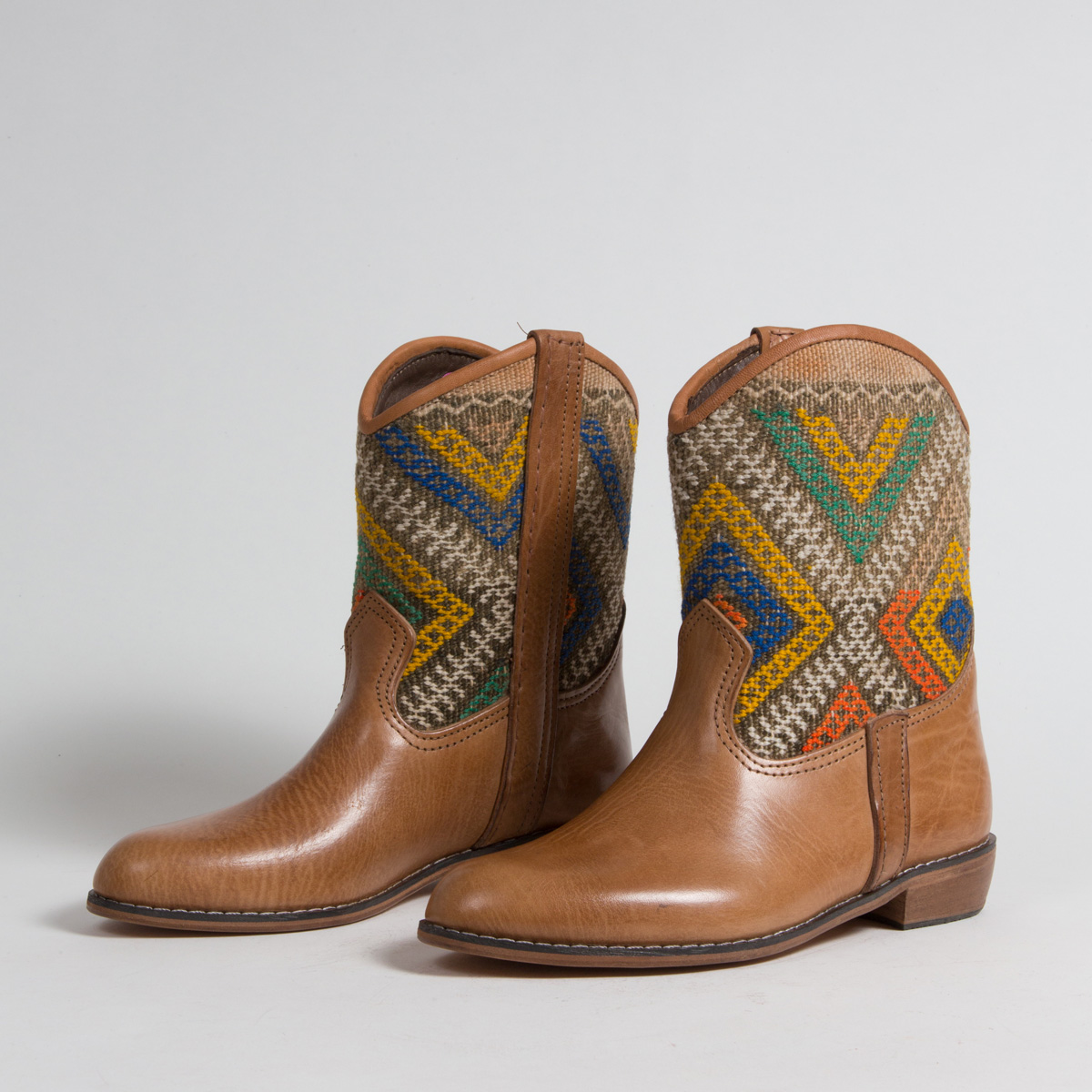 Bottines Kilim cuir mababouche artisanales (Réf. P6-39)