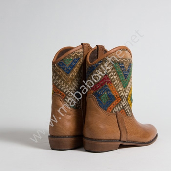 Bottines Kilim cuir mababouche authentiques et éthiques (Réf. P6-39)