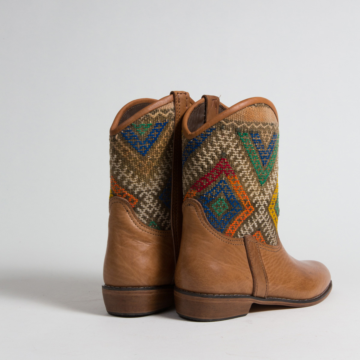 Bottines Kilim cuir mababouche artisanales (Réf. P6-39)