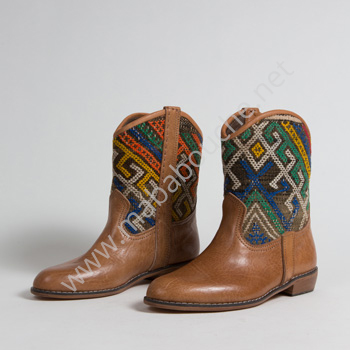 Bottines Kilim cuir mababouche authentiques et éthiques (Réf. P7-39)