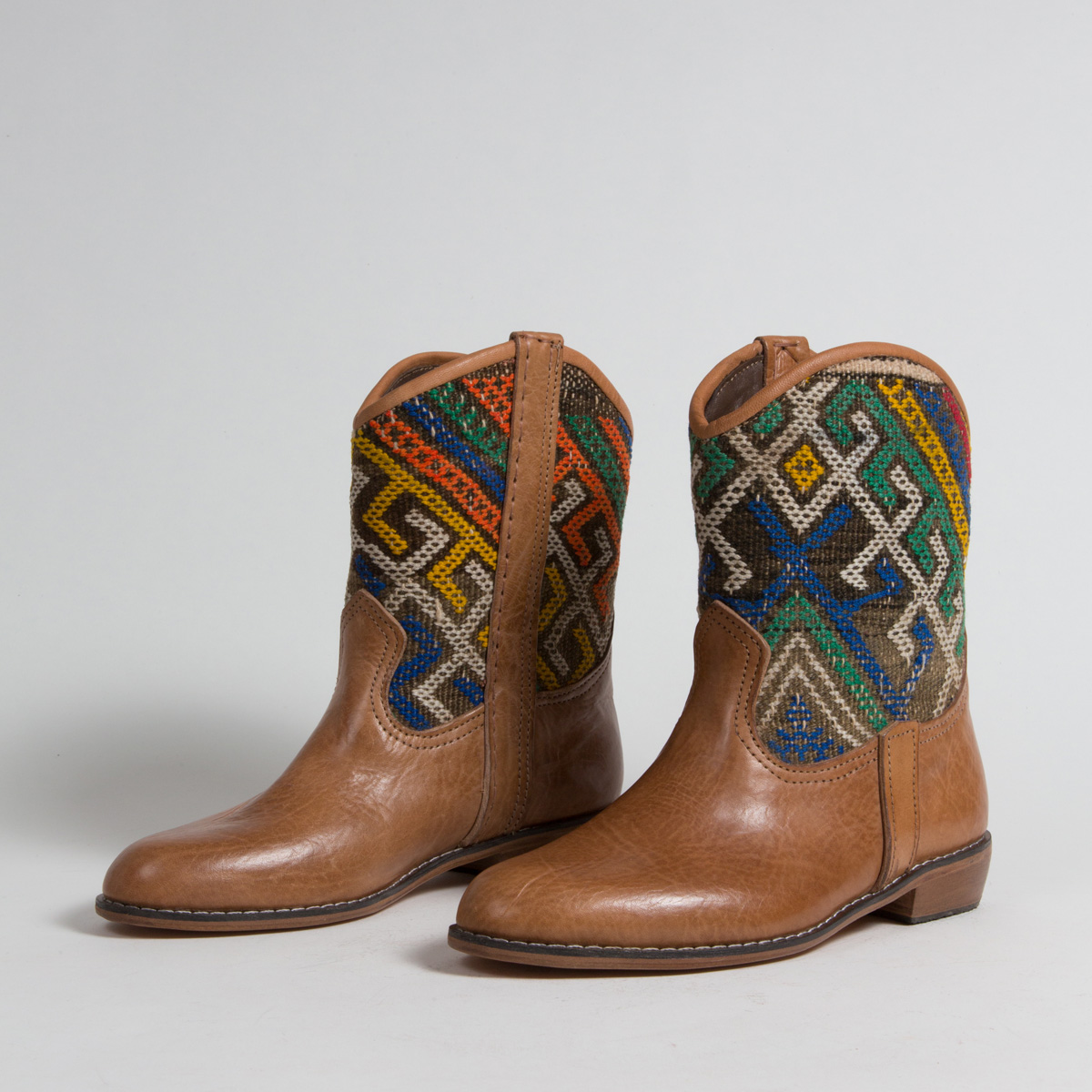 Bottines Kilim cuir mababouche artisanales (Réf. P7-39)