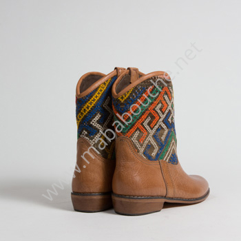 Bottines Kilim cuir mababouche authentiques et éthiques (Réf. P7-39)