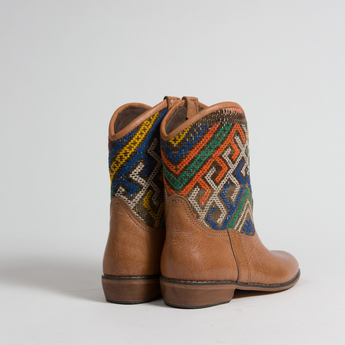 Bottines Kilim cuir mababouche artisanales (Réf. P7-39)