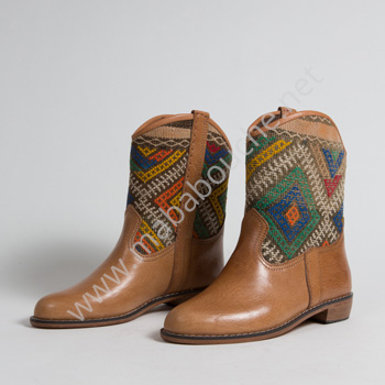 Bottines Kilim cuir mababouche authentiques et éthiques (Réf. P8-40)