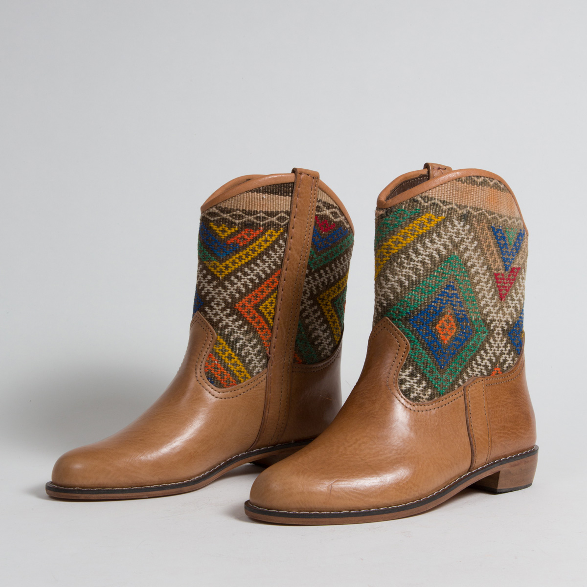 Bottines Kilim cuir mababouche artisanales (Réf. P8-40)