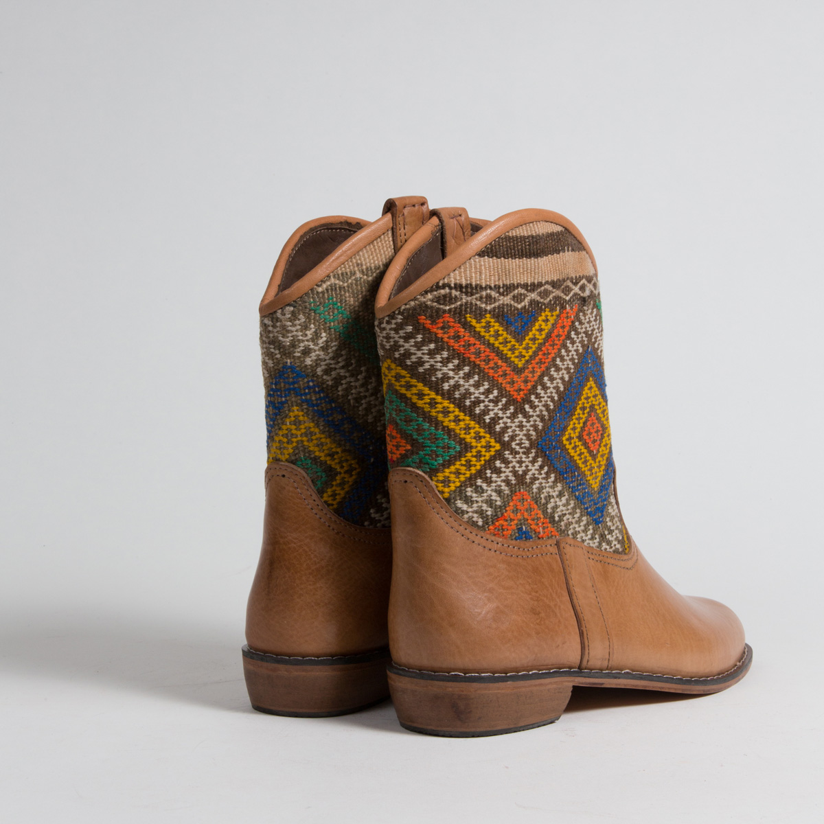 Bottines Kilim cuir mababouche artisanales (Réf. P8-40)