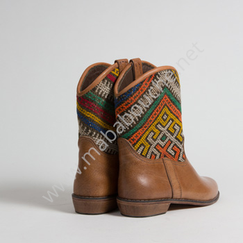 Bottines Kilim cuir mababouche authentiques et éthiques (Réf. P9-40)