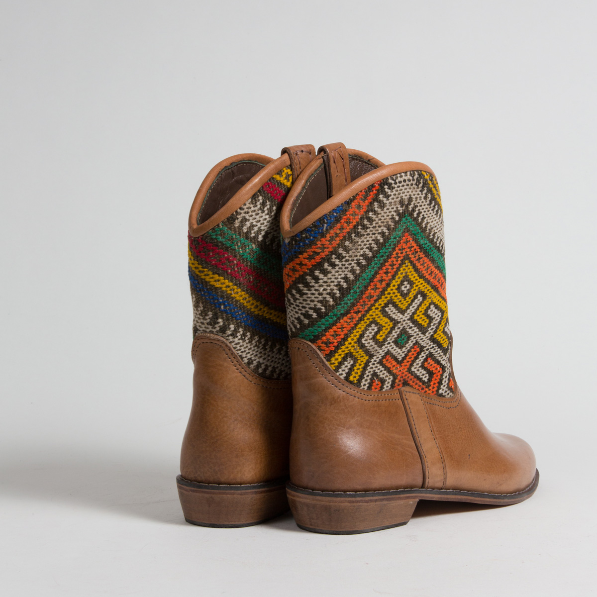 Bottines Kilim cuir mababouche artisanales (Réf. P9-40)