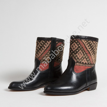 Bottines Kilim cuir mababouche authentiques et éthiques (Réf. RPN13-39)