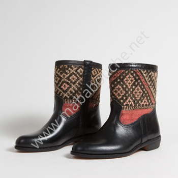 Bottines Kilim cuir mababouche authentiques et éthiques (Réf. RPN14-39)