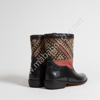 Bottines Kilim cuir mababouche authentiques et éthiques (Réf. RPN16-39)