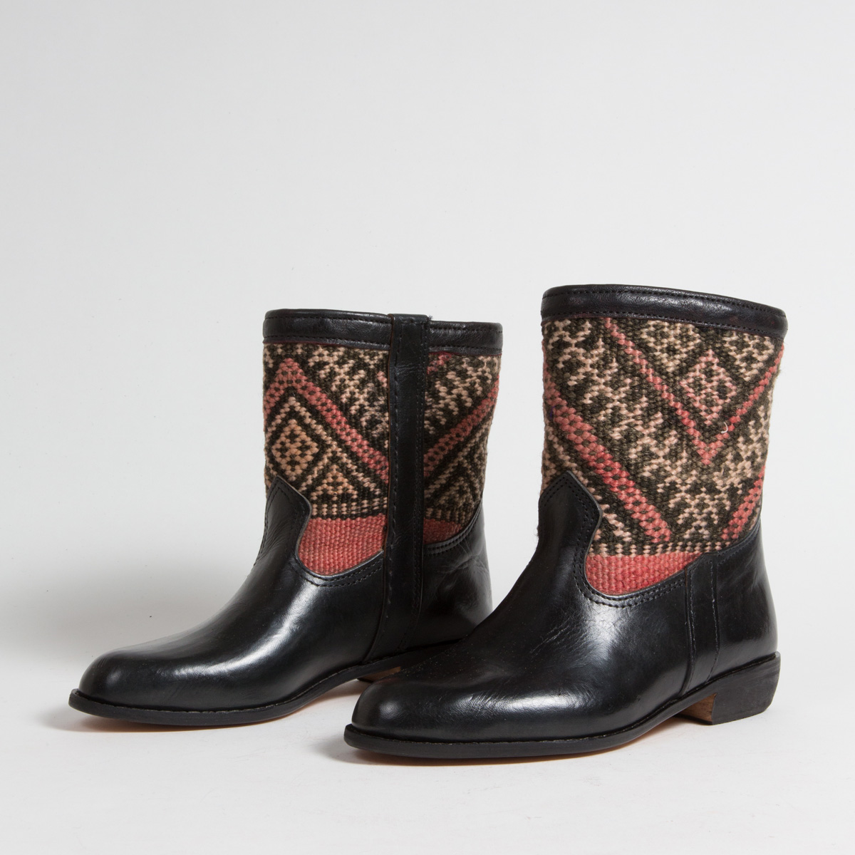 Bottines Kilim cuir mababouche artisanales (Réf. RPN17-39)