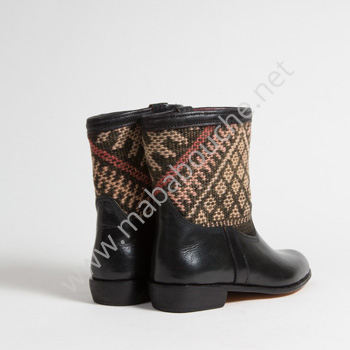 Bottines Kilim cuir mababouche authentiques et éthiques (Réf. RPN28-41)